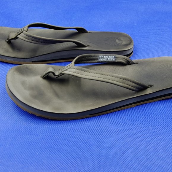 UGG Woman’s Size 7 Kayla Nubuck Leather 3092 Flip Flops Sandals - Picture 5 of 7